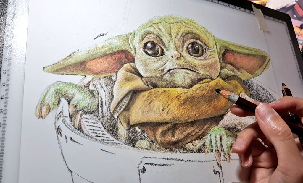Peggie_Neo's tweet photo. Drawing baby yoda! I will upload the drawing process on my art channel soon 😀 and I will be uploading drawing videos regularly again 
👉 https://t.co/fWsNOSo9TB https://t.co/gslY5tH7iO
