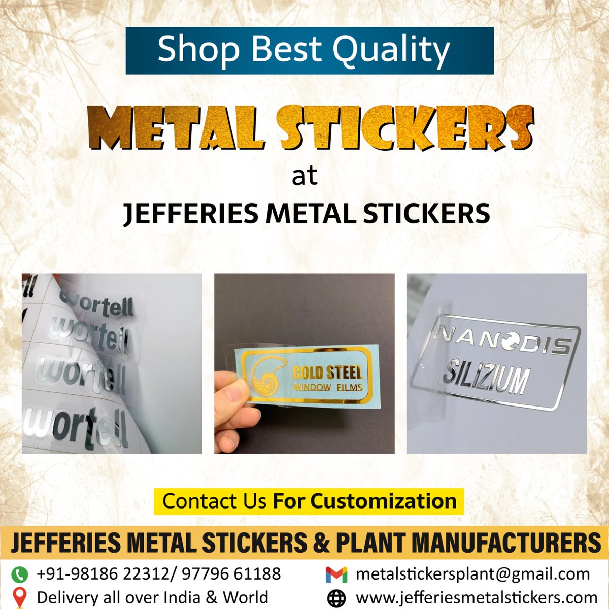 jefferiesmetal's tweet photo. Shop Best Quality Metal Stickers
📥DM OR CALL FOR ORDER - +91-9818622312
#printing #logo #stickerlife #stickercustom #stickerlove #branding #stickers #stickershop #sticker #customdecals #decals #smallbusiness #custom #jefferiesmetalstickers https://t.co/Ax01RTauHf