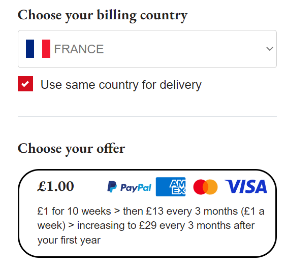 RomainBegramian's tweet photo. Seriously @spectator ? Who thinks this is a fair offer? I love your magazine though but I'm not in for this. https://t.co/7aGFodiRYt