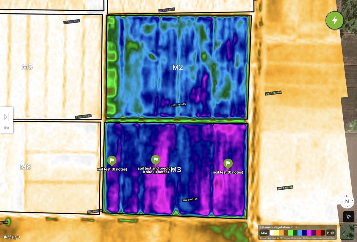Spent all day ground truthing rice draining dates and NDVI is helpful for where to look. Light blue = ready, dark blue = ready later next week, pink = varied depending on variety, N regime and soil type. Variability everywhere always makes draining a tough decision.