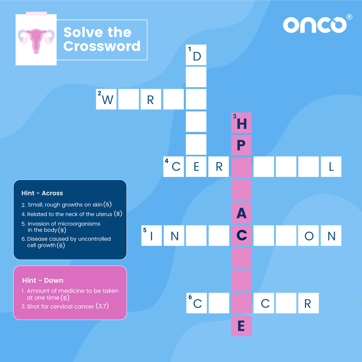 OncoCancerCare's tweet photo. Put your cancer vocabulary knowledge to the test with this crossword puzzle focused on cancer prevention in women!

Let’s see how many words you can fill in and learn some new ones along the way.

Ready to accept the challenge?
.
.
.
.
.
.
.
.
.
.

#FightCancerWithOnco https://t.co/b2bqj6OCIt