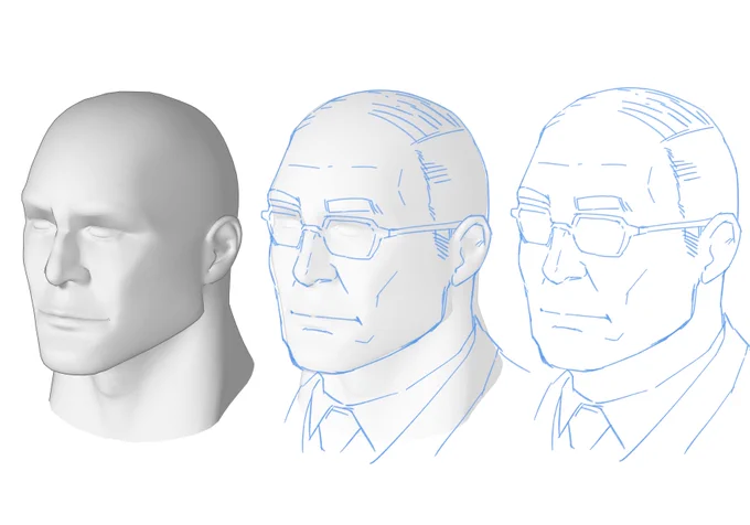 クリスタVer2で自由度が格段に上がった3D顔モデルで最初に作るのがおじさん骨格。 
