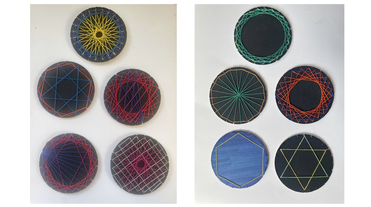 adultnumeracy1's tweet photo. * Selected poems, represented by planets proportional to the time it took to read them aloud, each orbited by a moon w/a word from the poem
* Study of connection & absence, tracking people thought of & the emotions they bring up, using a string & star polygon structure
#MathArt https://t.co/xRy0SjyJ0a