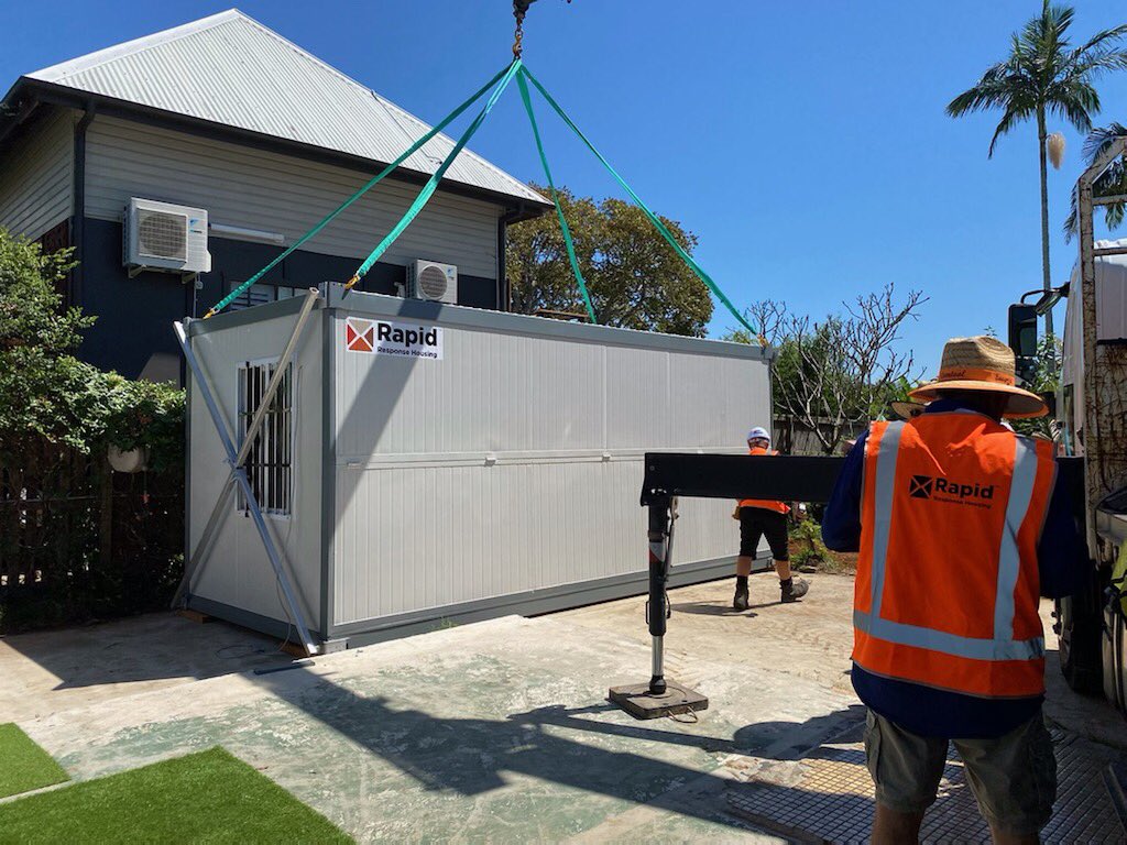 RawcsA's tweet photo. The Northern Rivers region of NSW has been severely affected by floods displacing many residents from their homes.

This project managed by the Rotary Club of Ballina and facilitated by RAWCS provides for the distribution of housing pods providing short term housing solutions. https://t.co/Zf6zFCLQZn