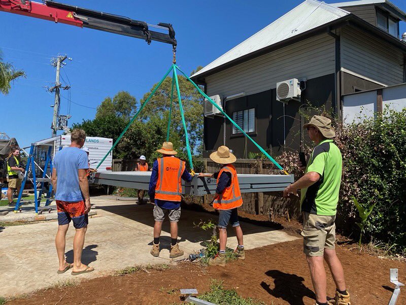 RawcsA's tweet photo. The Northern Rivers region of NSW has been severely affected by floods displacing many residents from their homes.

This project managed by the Rotary Club of Ballina and facilitated by RAWCS provides for the distribution of housing pods providing short term housing solutions. https://t.co/Zf6zFCLQZn