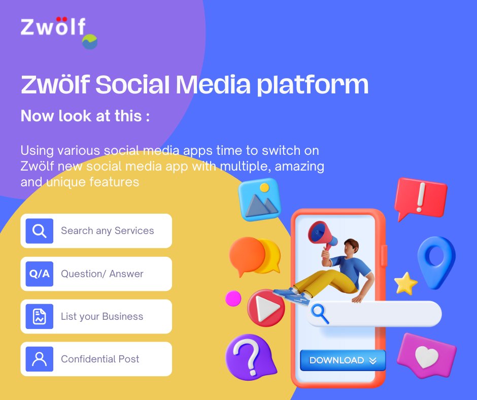 ZwolfApp's tweet photo. We are introducing a new social media application in front of you, which has many features. In short "One app with many benefits". Download and use the app today and feel a better user experience.
@ZwolfApp
#socialmedia #zwolfapp #socialmediaapp #businesslistingapp https://t.co/L9RwJYXwv7