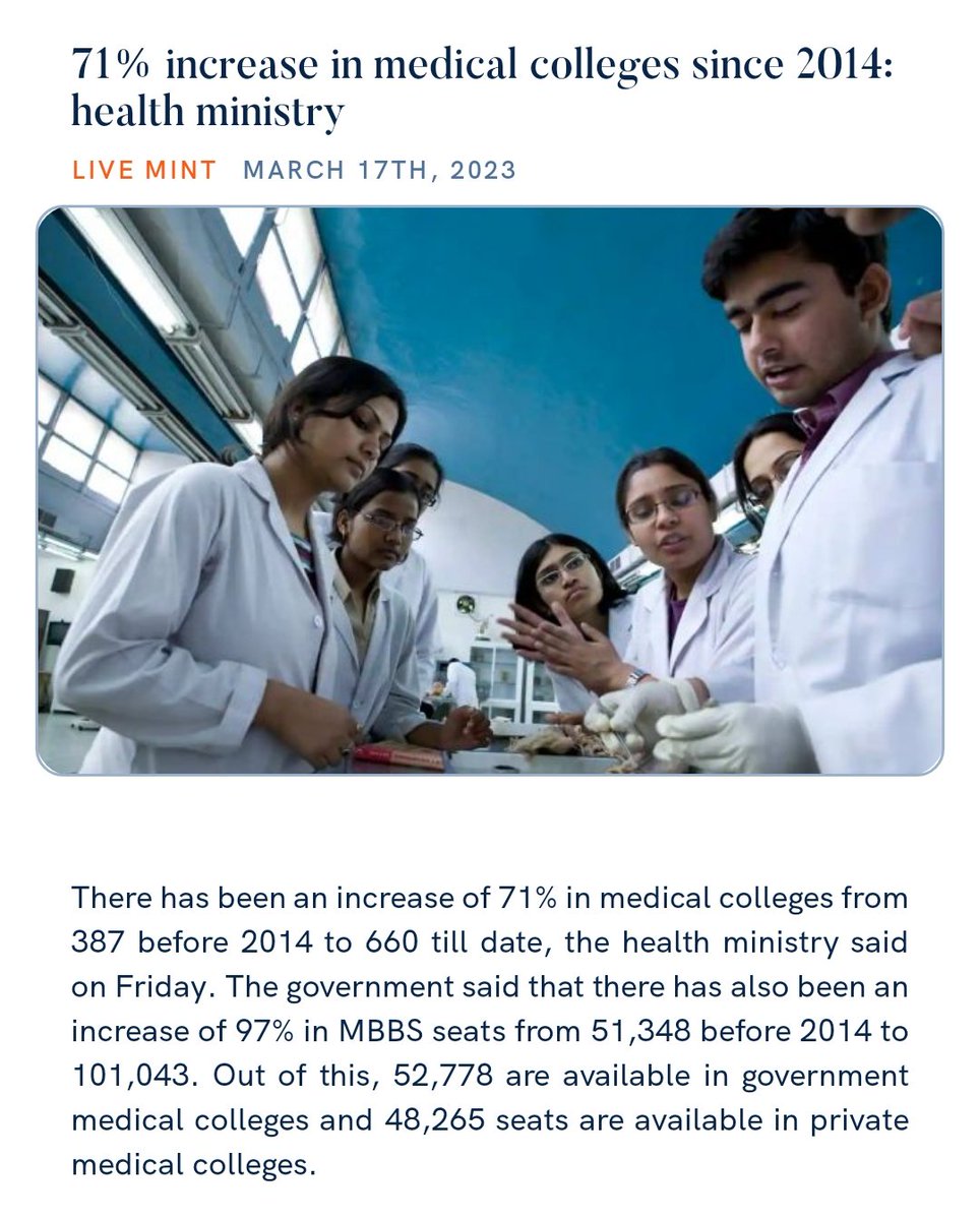 71% increase in medical colleges since 2014: Health Ministry
livemint.com/news/india/71-… 

via NaMo App