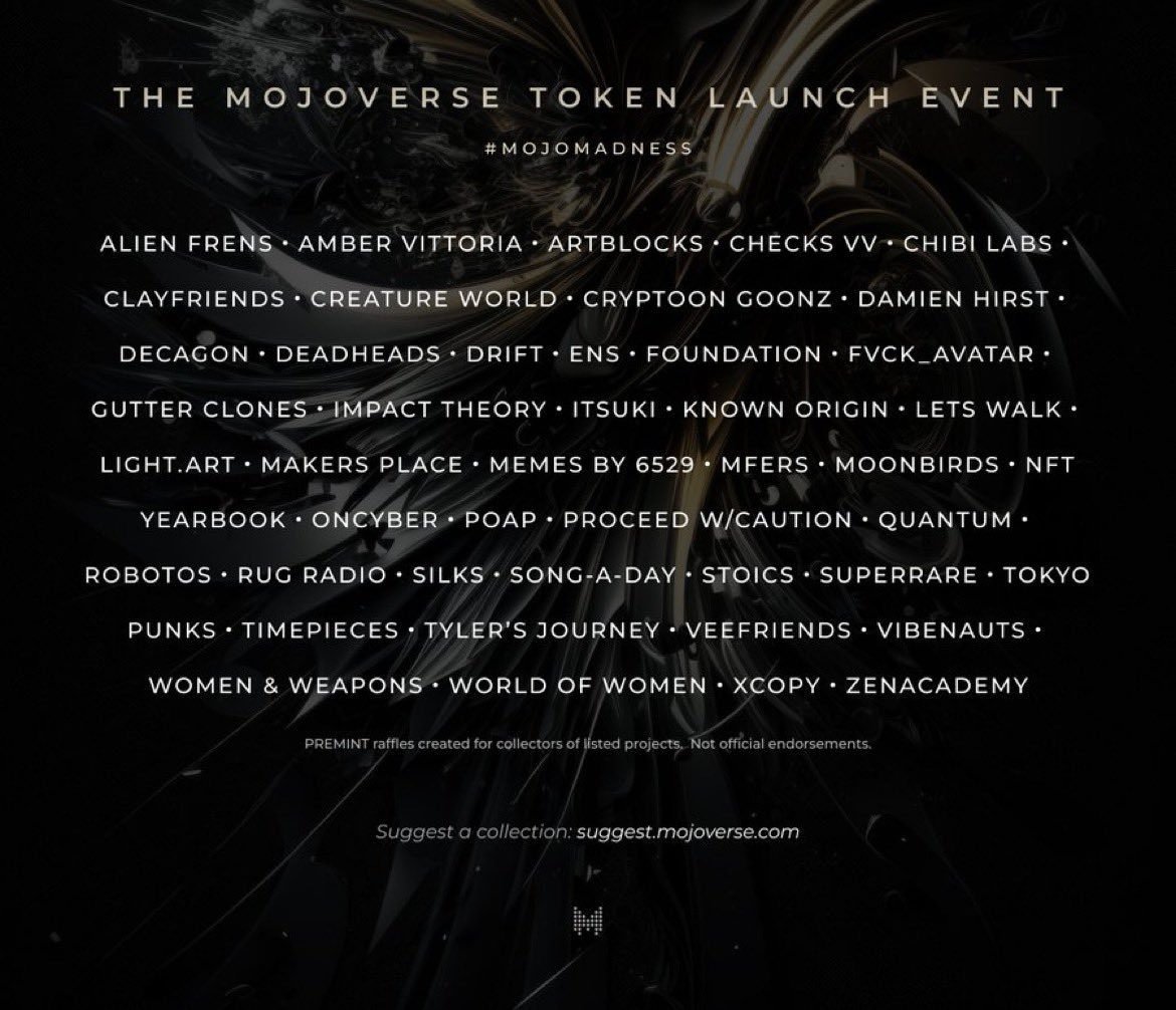 What is $CHARM? Get some FREE! #MojoMadness is in full swing w/April <a href="/PearlGamesNFT/">Pearl Games</a> launch ahead. 
#NFTGiveaways for Public &amp;
<a href="/ChibiLabs/">Chibi Labs</a> <a href="/veefriends/">VeeFriends</a> @DeadHeadsNFT <a href="/beeple/">beeple</a> &amp; 50+ more groups!!