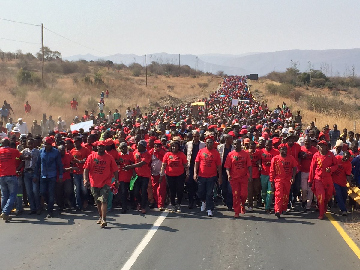 fanamokoena's tweet photo. I have been in the forefront of EFF marches, the biggest marches SA has seen since 1994. Not a single one of them were even remotely violent. If the DA is expecting violence on Monday, they must tell us who the source of the violence will be. What do they know #NationalShutdown https://t.co/SXT7RYFaAs