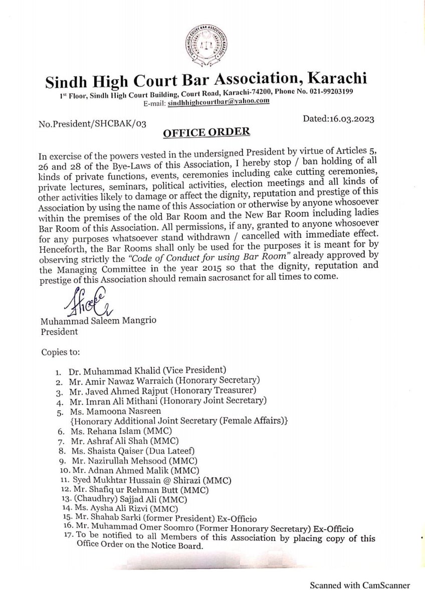 IrfanHaqueS's tweet photo. After videos and pics of dance party at Bar Room went viral, #SHCBA  clarifies its position. Puts ban on all kinds of functions at Bar Room . @SalAhmedPK @Jaferii @MHJamali79 https://t.co/vSb7uLIdVP
