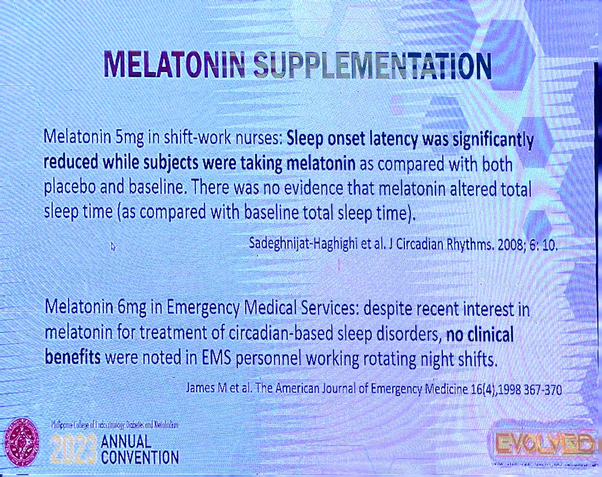 Dr JM Co: No evidence for melatonin supplementation to increase total sleep time #pcedm2023 #filipinoendo