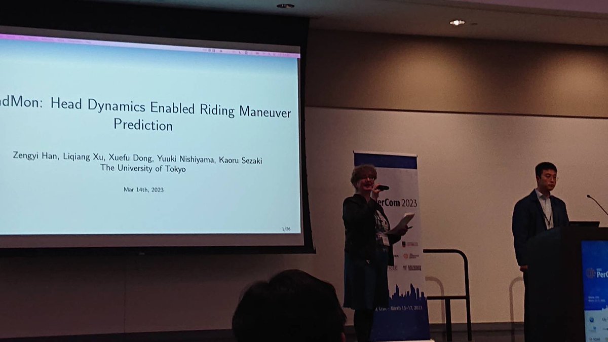 yuuki_nishiyama's tweet image. Zengyi Han presented our paper titled “HeadMon: Head Dynamics Enabled Riding Maneuver Prediction” at @IEEEPerCom #Percom2023 !