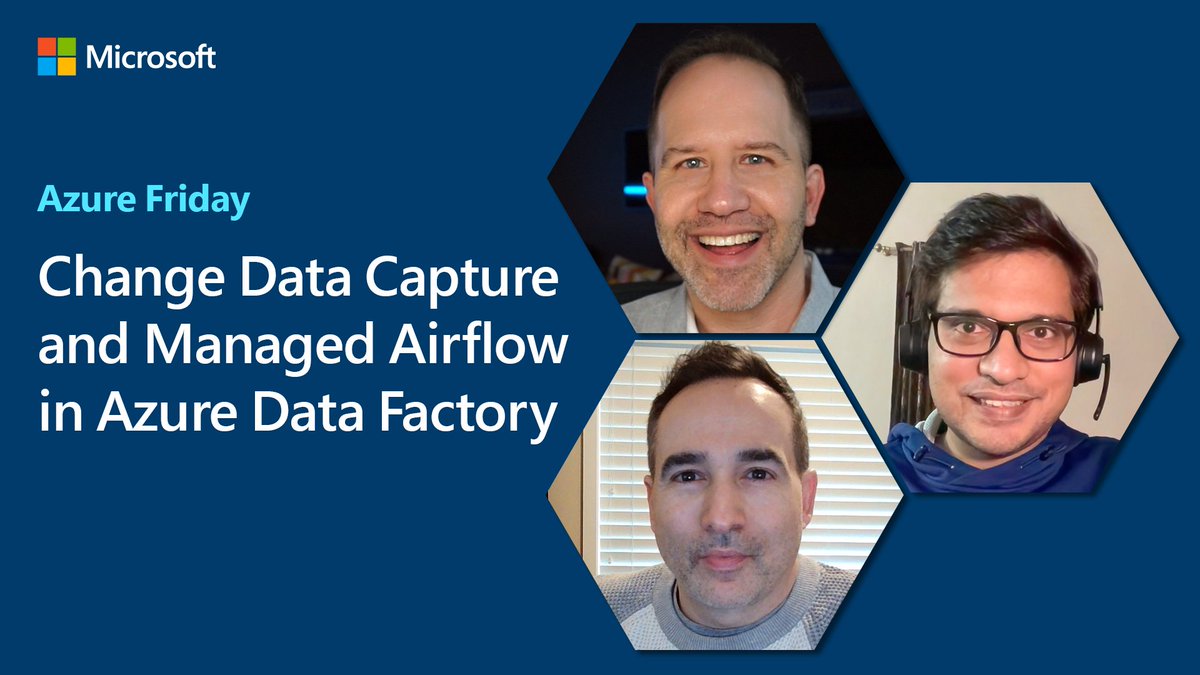 On a new #AzureFriday with @SHanselman🌮, @KromerBigData and @NarainAbhishek cover Change Data Capture and Managed Airflow in @AzDataFactory aka.ms/azfr/744 #Azure #DataFactory #ApacheAirflow #ChangeDataCapture