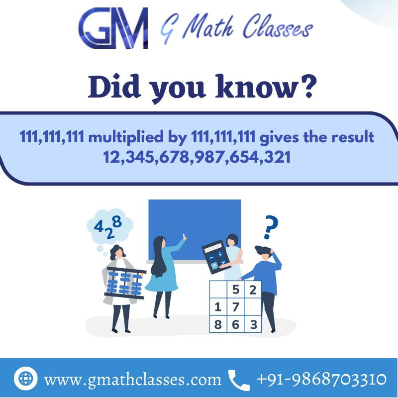 GMathClasses's tweet image. Unlocking the Magic of Numbers with fascinating Math fun facts.

#mathsmagic #mathclass #gmathclasses #mathskills #mathstricks #mathsisfun #maths 
@GMathClasses