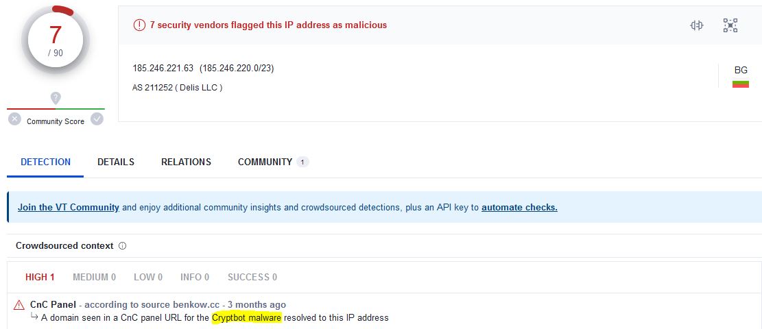 RakeshKrish12's tweet image. #Snatch #ransomware initially hosted in 🇧🇬
185.246.221.63, then transferred to 🇷🇺

Also found that same IP is C2 for #cryptbot #malware!
snatchnews./top
176.124.222.177
80.66.64.67

#Infosec #Intel #infosecurity #security #hack #ransom #darkweb #OSINT #cybersecurity #cybersec