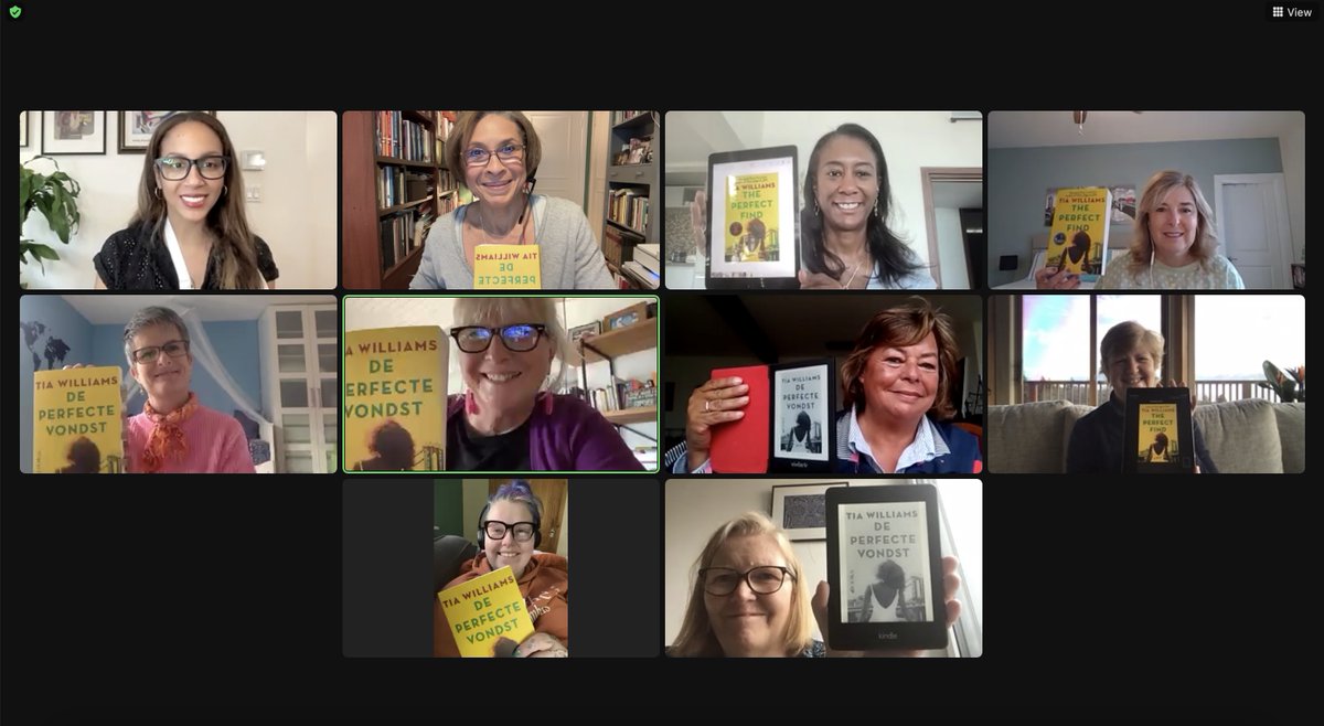 MerithaPaul's tweet photo. A Huge thank you to Tia Williams who took time out of her busy schedule to make an appearance at our Zoom meeting when discussing her book 𝘛𝘩𝘦 𝘗𝘦𝘳𝘧𝘦𝘤𝘵 𝘍𝘪𝘯𝘥. @Tia_W_Writes @UitgeverijVolt @Querido_nl  #womenintranslation #translatorsofcolour #translation #books #xl8 https://t.co/9aAxPpuRic