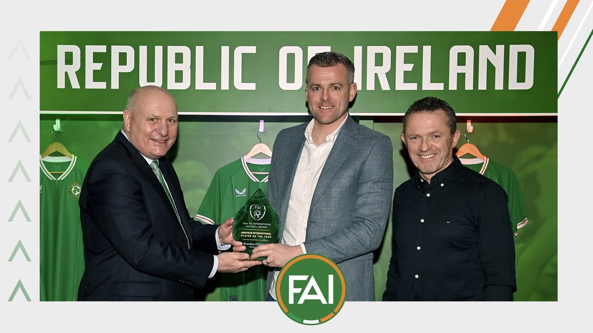 FAIreland's tweet photo. Congratulations to Ireland and Rockmount goalkeeper Brendan O’Connell! 

Brendan has been awarded the 32nd FAI Amateur International Player of the Year award for his outstanding performances for club and country 👏

👉 https://t.co/pXlaCpyQW2

#IrelandFootball https://t.co/Nl60oeB61W