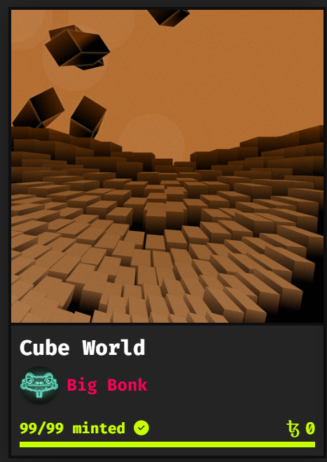BigBonkGen's tweet photo. The "Cube World" mint is done! https://t.co/m6hTKIUJZu