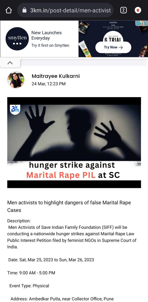 Ambar_SIFF_MRA's tweet photo. #ForcedMarriageIsMaritalRape
#PuneHungerStrike tomorrow at below timings and address
@JaiMaharashtraN 
@SakalMediaNews
@TV9Marathi
@mataonline
@bbcnewsmarathi

@PlanetMarathi
@DainikBhaskar
@indiatvnews
@ndtv
@Dainik_Jagaran https://t.co/vDlQOu6MtT