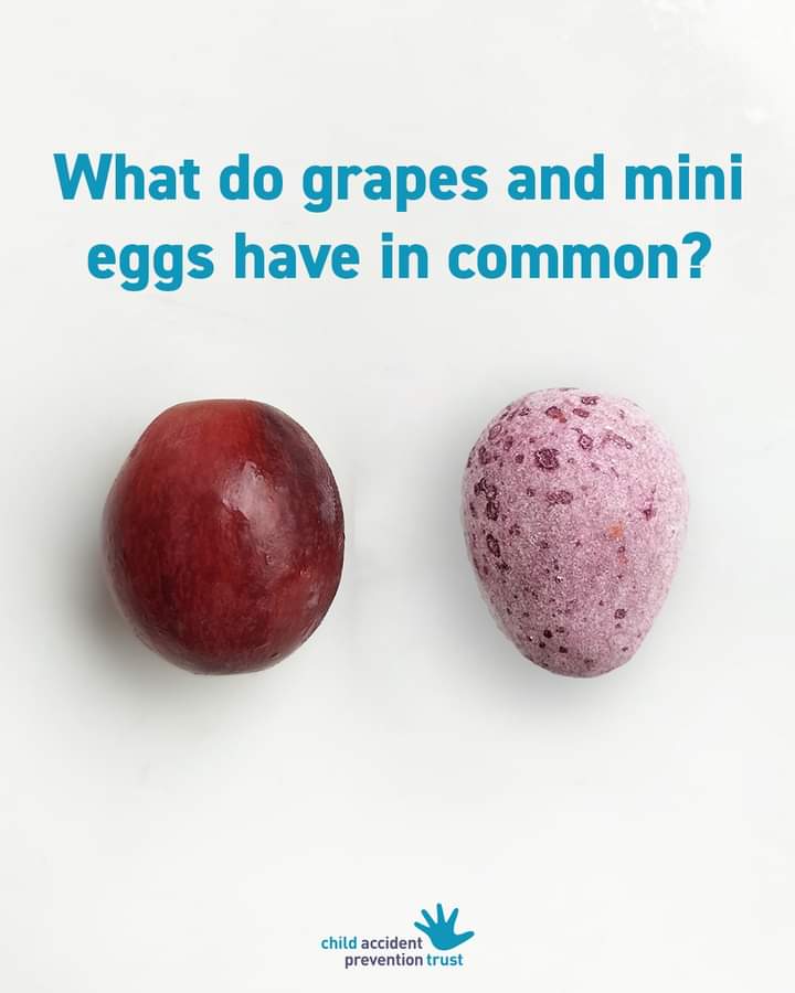 OutlineFirstAid's tweet photo. What do whole grapes &amp; Mini Eggs have in common? 

They’re both the perfect size &amp; shape to completely block a child’s airway ⚠️

Also, due to their texture they can be difficult to dislodge with standard #firstaid techniques.

Why not try them crushed up on top of ice-cream? 😋 https://t.co/QlXEPlR233