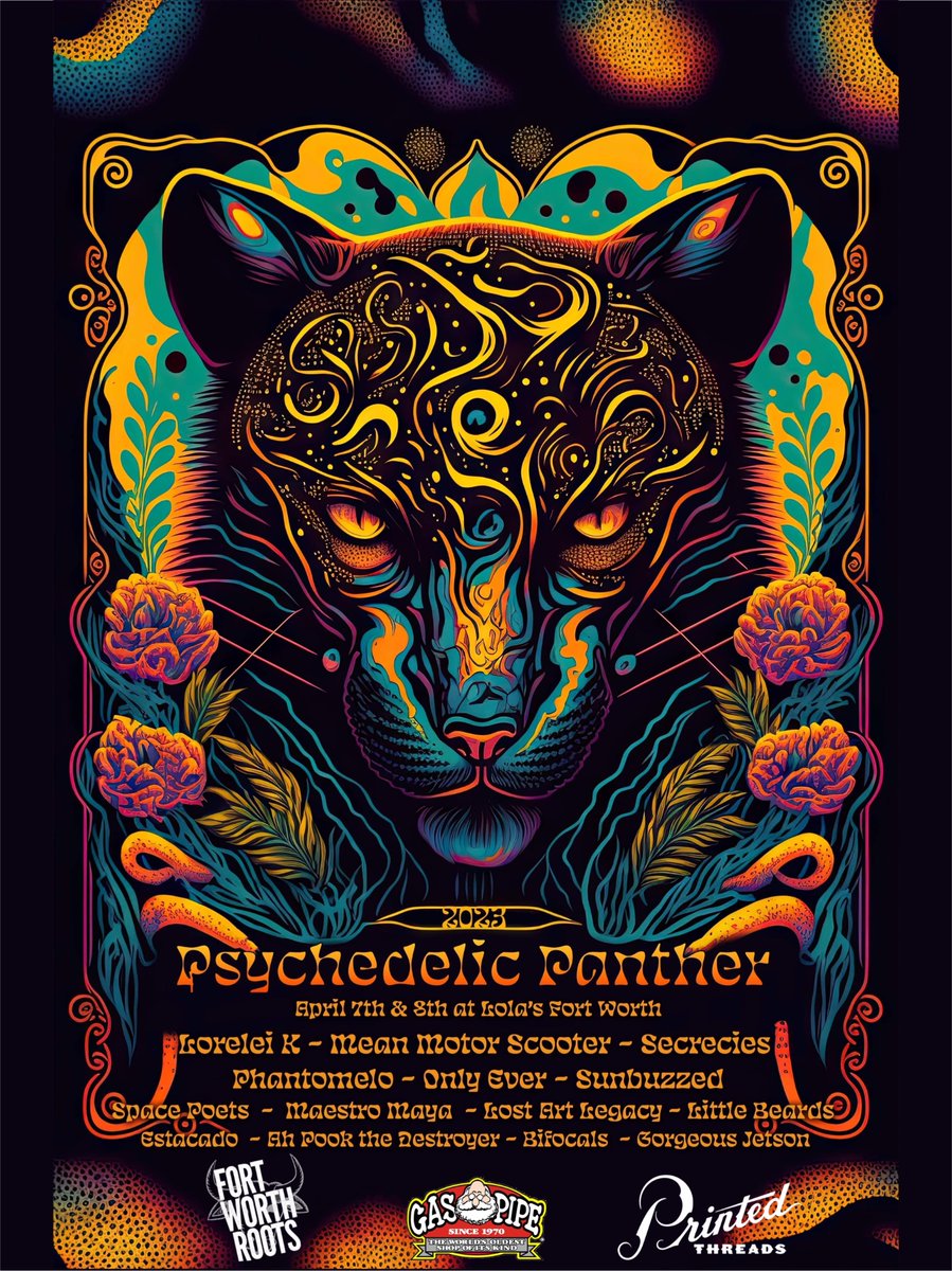 Psychedelic Panther Festival (@psychpanther) on Twitter photo Psychedelic Panther is coming to Lola’s Fort Worth April 7th & 8th! Get tickets now 🎟️
prekindle.com/event/62345-ps…
<a href="/Mr_Gas_Pipe/">The Gas Pipe</a>
<a href="/printedthreads/">Printed Threads</a>
<a href="/fortworthroots/">Fortworthroots</a>
<a href="/HearFortWorth/">Hear Fort Worth</a>
<a href="/FortWorthWeekly/">Fort Worth Weekly</a>
<a href="/JerryJonesTown/">JJTM podcast</a>
<a href="/lordjeffrey/">Jeffrey Lord</a>
<a href="/RadioUTD/">Radio UTD</a>
<a href="/LolasSaloon/">FW THUNDERBIRD</a>
<a href="/KNON893FM/">KNON 89.3</a> Psychedelic Panther is coming to Lola’s Fort Worth April 7th & 8th! Get tickets now 🎟️
prekindle.com/event/62345-ps…
<a href="/Mr_Gas_Pipe/">The Gas Pipe</a>
<a href="/printedthreads/">Printed Threads</a>
<a href="/fortworthroots/">Fortworthroots</a>
<a href="/HearFortWorth/">Hear Fort Worth</a>
<a href="/FortWorthWeekly/">Fort Worth Weekly</a>
<a href="/JerryJonesTown/">JJTM podcast</a>
<a href="/lordjeffrey/">Jeffrey Lord</a>
<a href="/RadioUTD/">Radio UTD</a>
<a href="/LolasSaloon/">FW THUNDERBIRD</a>
<a href="/KNON893FM/">KNON 89.3</a>