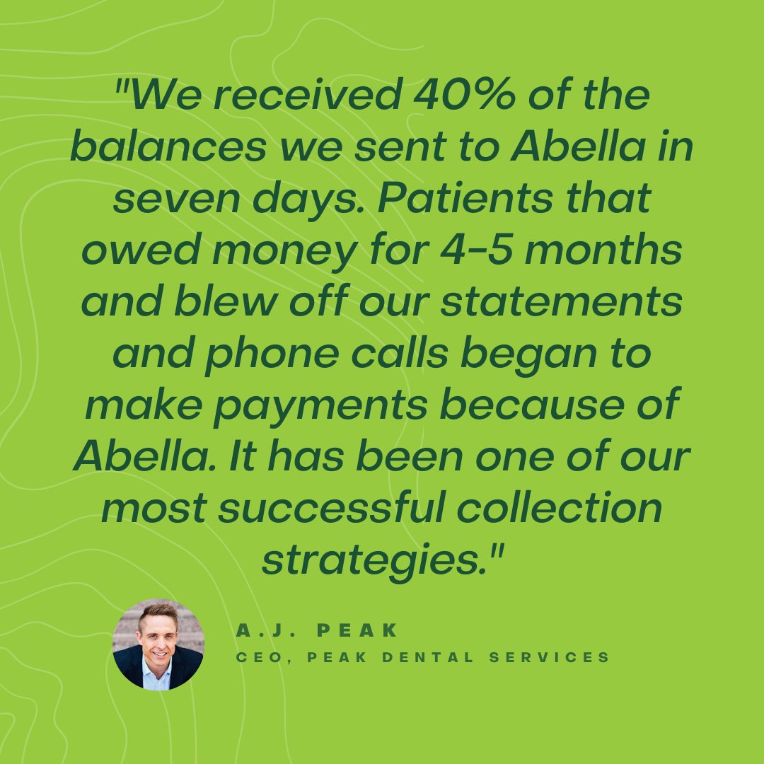 AbellaAR1's tweet photo. Want to increase your cash flow? Our latest featured blog post with Nifty Thrifty Dentists shares the success story of a DSO that used patient AR automation to get paid faster! 💰

Check out this link https://t.co/hDpNvpiQzn to read the full post. 📲 https://t.co/nZSIYwQZA1