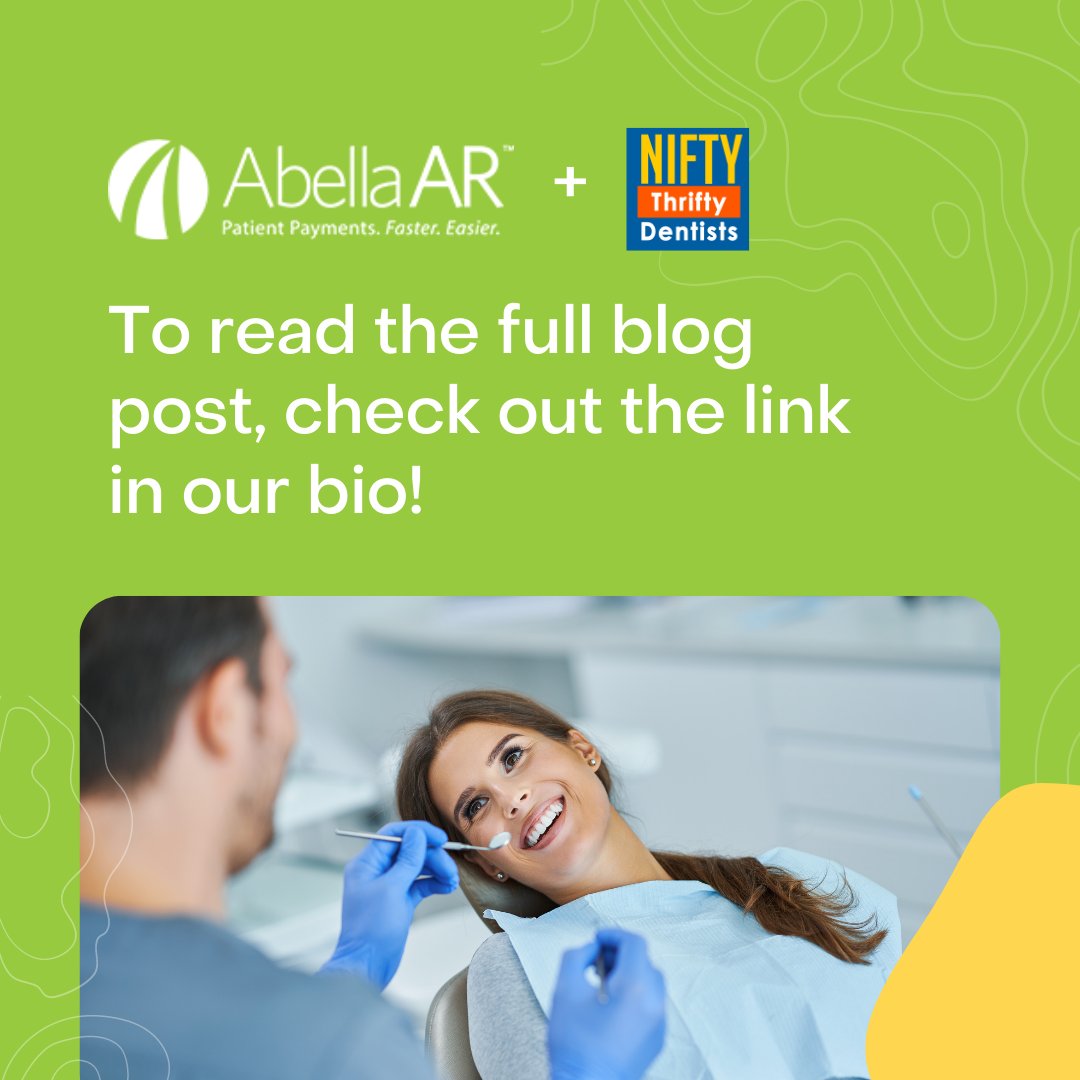 AbellaAR1's tweet photo. Want to increase your cash flow? Our latest featured blog post with Nifty Thrifty Dentists shares the success story of a DSO that used patient AR automation to get paid faster! 💰

Check out this link https://t.co/hDpNvpiQzn to read the full post. 📲 https://t.co/nZSIYwQZA1
