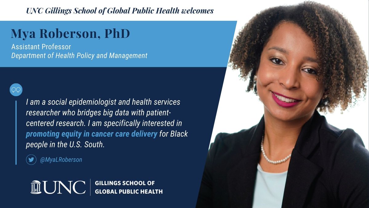 We are delighted to welcome @UNCpublichealth alumna Dr. @MyaLRoberson back to campus as a member of our @unchpm faculty!