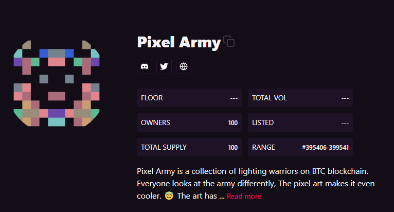 BTCPixelArmy's tweet photo. A Thankyou tweet for @MEonBTC listed our collection within an hour 😍We were missing the quick support in #BTC #Ordinals Great to see 
https://t.co/pEFUOZGNd0 https://t.co/6y0noTbuUI