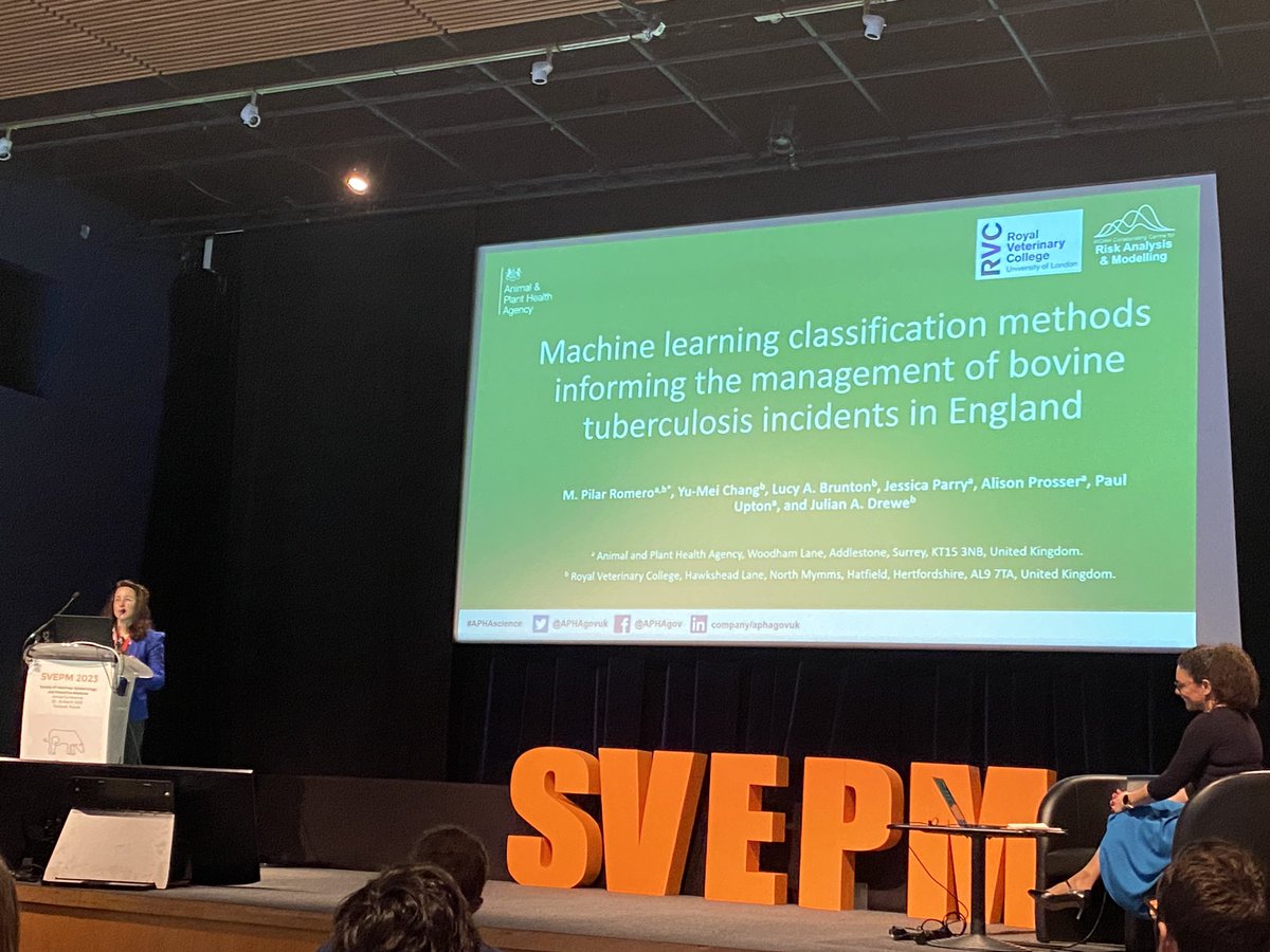 RoyalVetCollege's tweet image. 🐄 Maria Pilar Romero presenting findings on bovine TB surveillance at #SVEPM2023 

This research is a collaborative project between 
@APHAgovuk and the RVC within the WOAH Collaborating Centre for Risk Analysis and Modelling #APHAscience #WOAHCCRAM