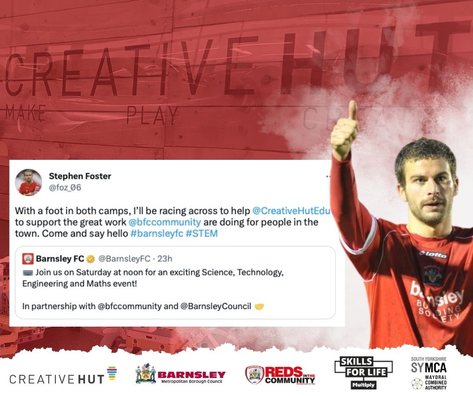 Barnsley FC Community Trust (@bfccommunity) on Twitter photo SCIENCE | TECHNOLOGY | ENGINEERING | MATHS
Come and join us and <a href="/CreativeHutEdu/">CreativeHUT</a> partner and <a href="/BarnsleyFC/">Barnsley FC</a> alumni <a href="/foz_06/">Stephen Foster</a> for an afternoon of fun activities!
📆 Saturday 25th March 2023
🕙 12 - 3 (drop in when you like)
📌 Barnsley FC Ozone Centre
💷 FREE
#STEM SCIENCE | TECHNOLOGY | ENGINEERING | MATHS
Come and join us and <a href="/CreativeHutEdu/">CreativeHUT</a> partner and <a href="/BarnsleyFC/">Barnsley FC</a> alumni <a href="/foz_06/">Stephen Foster</a> for an afternoon of fun activities!
📆 Saturday 25th March 2023
🕙 12 - 3 (drop in when you like)
📌 Barnsley FC Ozone Centre
💷 FREE
#STEM