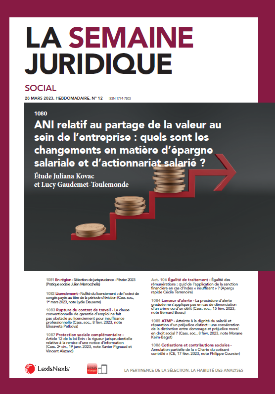 JCP_Social's tweet image. À la une du JCP S n° 12 #Lexis360 #LexisKiosque une étude de J. Kovac &amp;amp; L. Gaudemet-Toulemonde : "ANI relatif au partage de la valeur au sein de l’entreprise : quels sont les changements en matière d’épargne salariale et d’actionnariat salarié ?"

Bonne lecture &amp;amp; bon week-end
