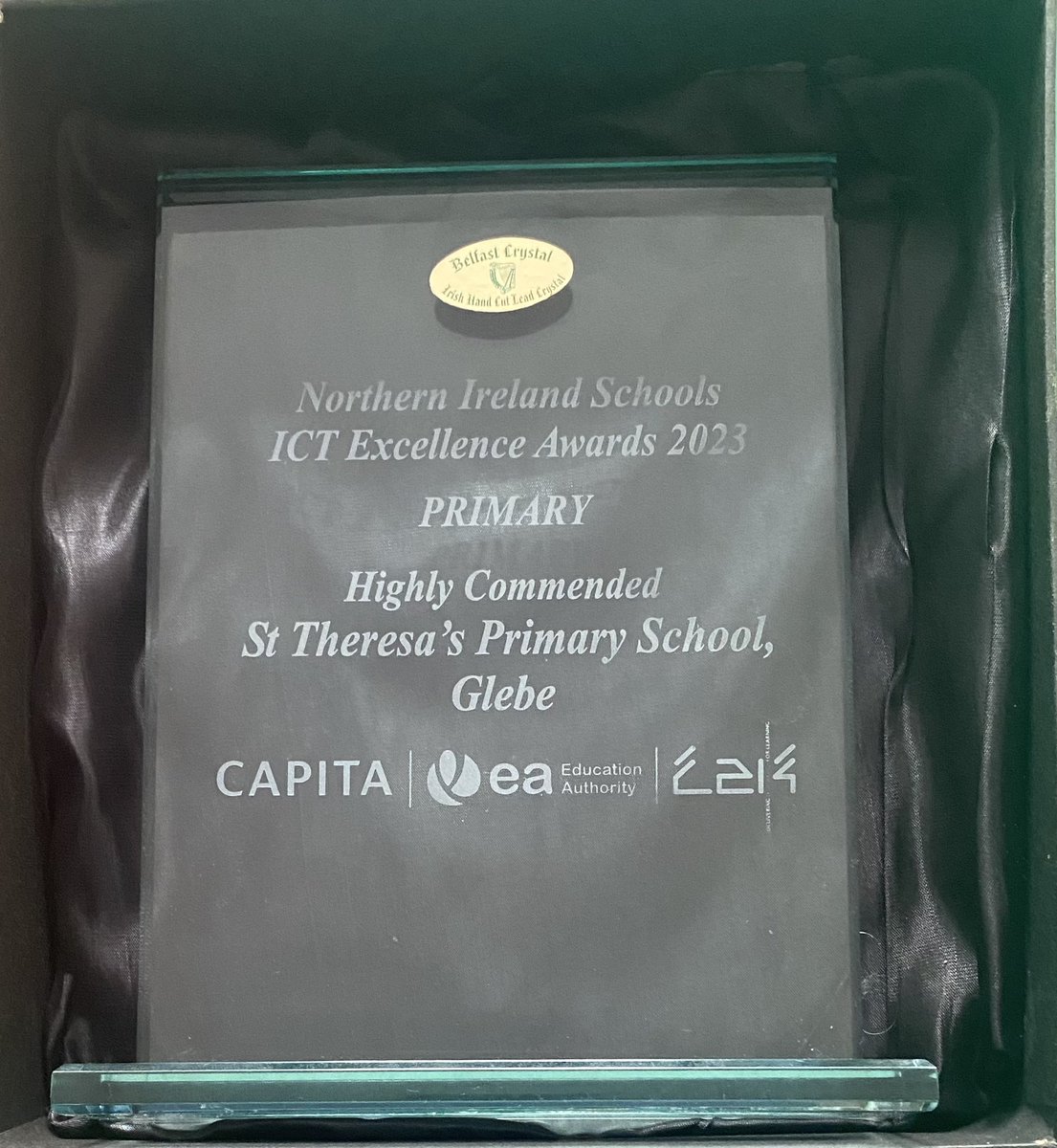 sttheresasglebe's tweet photo. Everyone at St Theresa’s PS is delighted that our wee rural school was awarded “Highly Commended” at the ICT Excellence Awards yesterday evening. We thank Mr Coyle for inspiring our school community over the last 5 years. A wonderful evening @C2k_info @CapitaITN_edu @Ed_Authority https://t.co/A4HEml8SPb