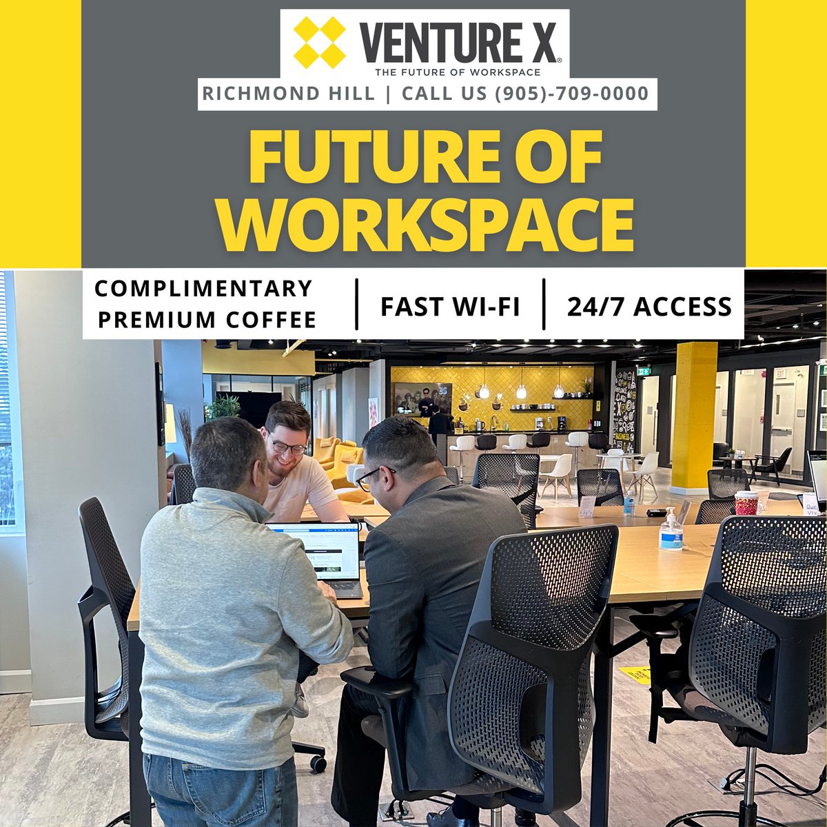 Say goodbye to distractions and hello to productivity. 👋
Venture X R Hill provides a distraction-free environment that will help you get your work done efficiently with Premium Coffee/Tea, Fast Wifi, &amp; Parking at no extra cost.
Call us at 905-709-0000 to book a tour!
#Coworking