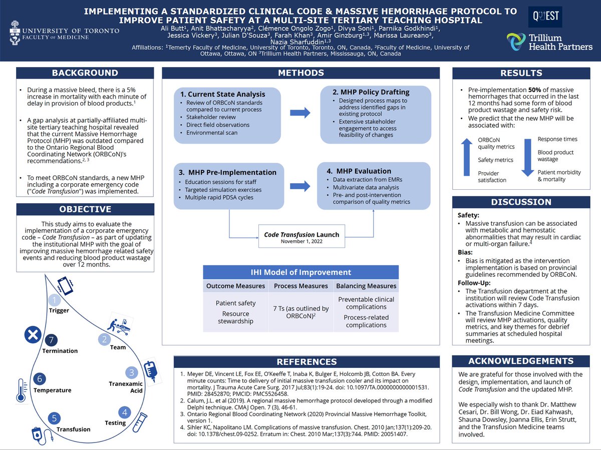 First up is a project focused on implementing a Standardized Clinical Code &amp; Massive Hemorrhage Protocol at <a href="/THP_hospital/">Trillium Health Partners</a>!