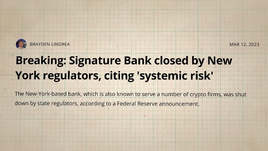 The last remaining pro-crypto bank in the United States, Signature Bank $SBNY, was suddenly shut down by regulators, despite still being solvent. This has led to speculation that the bank was targeted because of its connections to the #crypto industry. Signature Bank catered to
