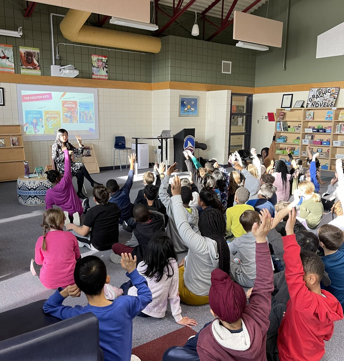 ilcs_library's tweet photo. Many thanks to ILCS PAC, @MyrcAward and @WPGTHINAIR for the opportunity to have Winnipeg author, Linda Trinh, visit our school to speak to the grade 3/4 students! @LindaYTrinh 
@islandLRSD 
https://t.co/u2GePSLwPZ https://t.co/wqgFtHYly1