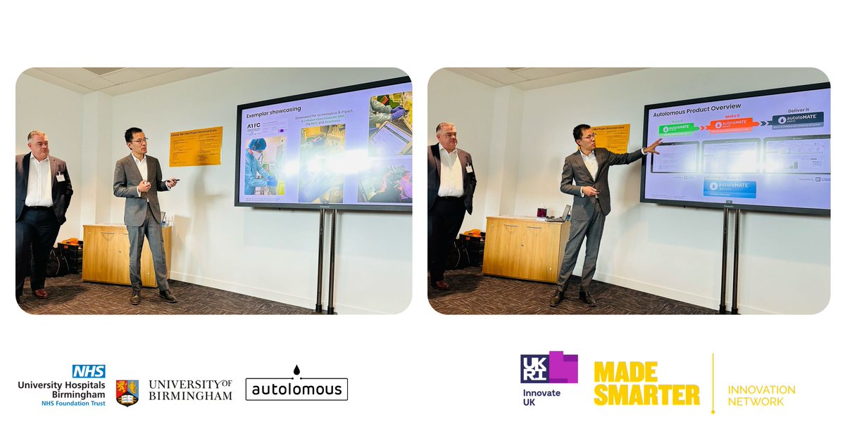 autolomous's tweet photo. It was a pleasure to present our made Smarter Manufacturing project, supported by @UKRI_News and brought to reality with our partners, @unibirmingham &amp; UHB NHS Foundation Trust at the Made Smarter Innovation CR&amp;D Showcase. See more on pages 36-37: https://t.co/h30z2AyFAU https://t.co/AiEWfqKRUY
