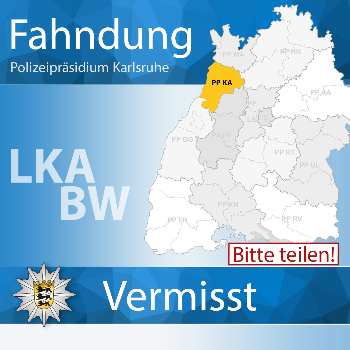 LkaBaWue's tweet photo. #Vermisstenfahndung – 17-jähriger Jugendlicher aus Weingarten vermisst
BITTE RT! ⚠️ 
Hier geht es direkt zur #Fahndung:
https://t.co/ekZAaLG7Zj
Hinweise zur gesuchten Person nimmt der Kriminaldauerdienst #Karlsruhe unter der Rufnummer 0721/666-5555 entgegen.
@LkaBaWue https://t.co/ujXVGXIFA3