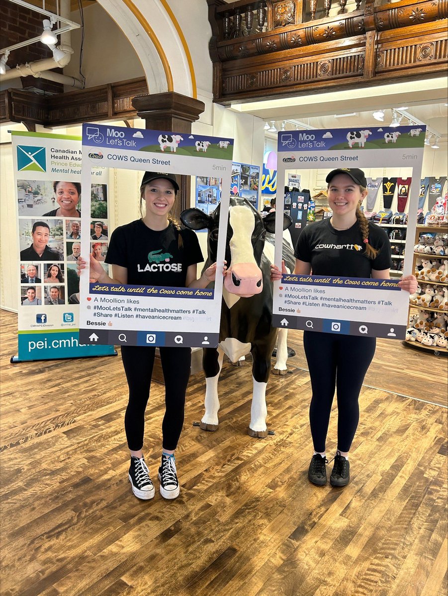 Our 6th Annual #MooLetsTalk has officially kicked off on PEI. Our Creamery and Queen St. Staff are ready to serve you up a come (or two) - 100% of ice cream sales today will@be donated towards CMHA PEI to support mental health programs and services here on PEI.