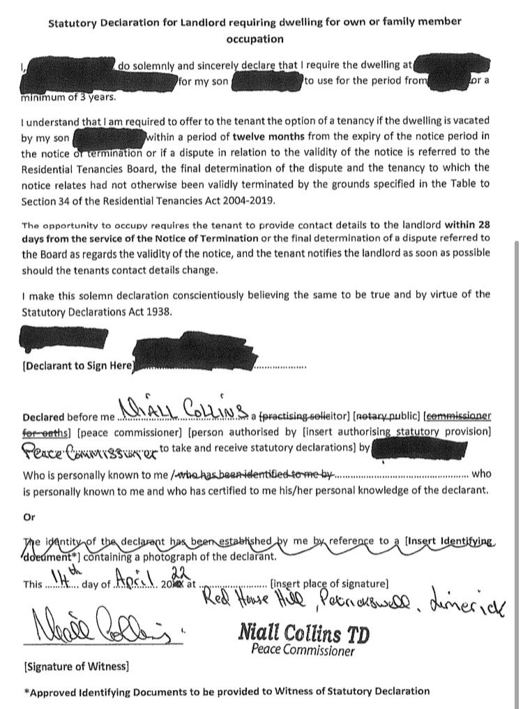 Are you a Limerick landlord? 
Are you looking to enforce an eviction? 
Fianna Fáil minister of state Niall Collins will witness your eviction declaration!