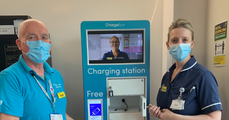 ChargeBox's tweet photo. Helping patients keep their phones charged has become essential in hospitals. Watch here why Barts NHS chose ChargeBox's Fast Charge free-to-use solutions. Could we help your hospital? https://t.co/VR1bmAo6Xx #NHS #health #healthcare #nurses #doctors