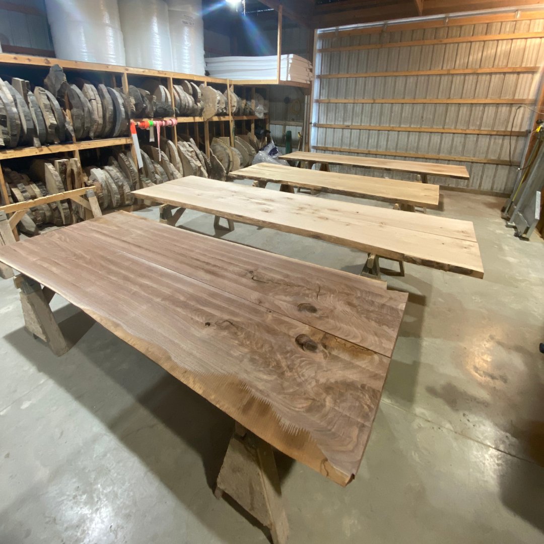 TheLumberShack1's tweet photo. #fridayvibes we're excited to bring these tabletops over to the shop to get worked on starting next week! What projects do you have going on this weekend?

#woodworking #wood #liveedge #woodtable #diy #tabletop #woodfurniture #woodproject https://t.co/0WR3jWR8Rj