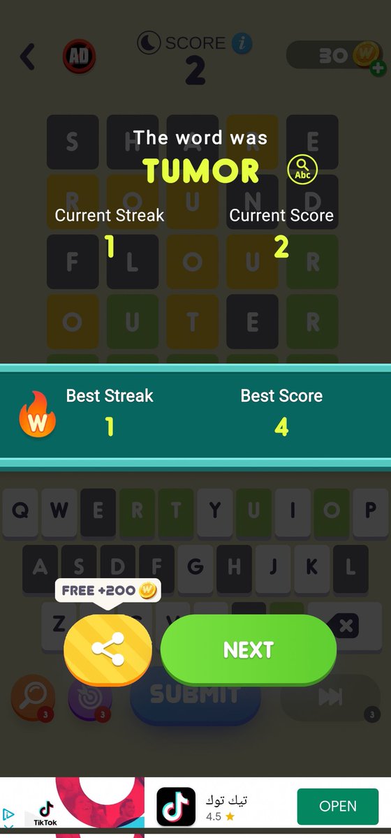 . My Wordle game has done me dirty today. Even using the American spelling to try and throw me off 😤
#Wordle 
#tumourhumour