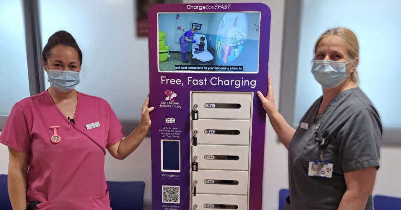ChargeBox's tweet photo. Helping patients keep their phones charged has become essential in hospitals. Watch here why Barts NHS chose ChargeBox's Fast Charge free-to-use solutions. Could we help your hospital? https://t.co/VR1bmAo6Xx #NHS #health #healthcare #nurses #doctors