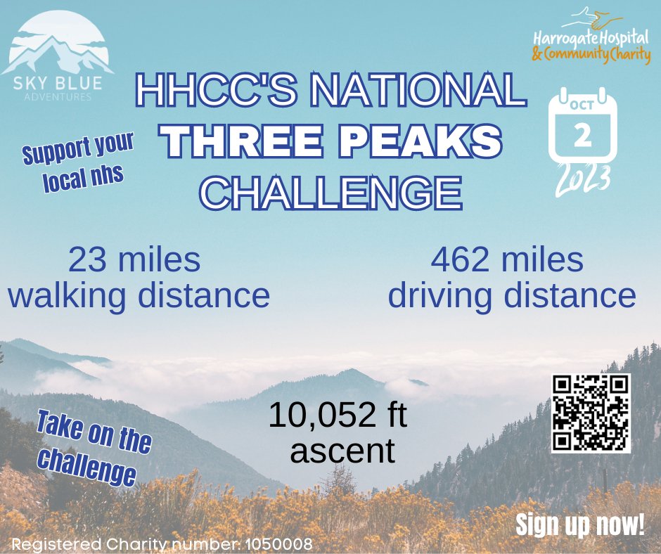 The HHCC and Volunteer Team are really excited to be working with Sky Blue Adventures to bring you this incredible challenge. We’re looking for budding walkers and keen supporters to commit to take part. 

Click here to sign up - hhcc.co.uk/national-three…