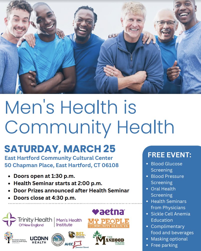 uconnhealth's tweet photo. Join us TOMORROW, Saturday, March 25. FREE and open to the public. 

#UConnHealth is proud to a be a collaborating partner for this community event which will provide free health services to men in the local community. 

Learn more: https://t.co/Iv2nAzbKjS https://t.co/c7r3yhsnlj