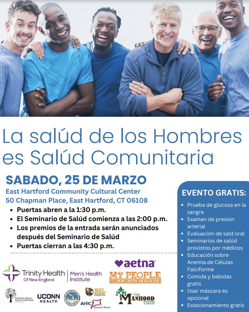 uconnhealth's tweet photo. Join us TOMORROW, Saturday, March 25. FREE and open to the public. 

#UConnHealth is proud to a be a collaborating partner for this community event which will provide free health services to men in the local community. 

Learn more: https://t.co/Iv2nAzbKjS https://t.co/c7r3yhsnlj