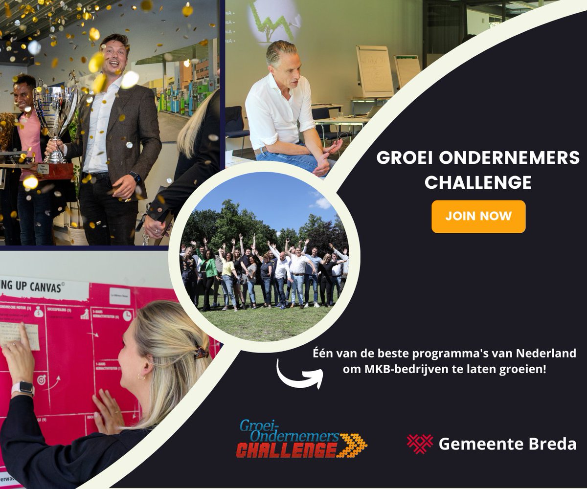GROEI-ONDERNEMERS CHALLENGE// In juni 2023 vindt alweer de achtste editie van de Groei-Ondernemers Challenge van de Gemeente Breda plaats. Ben jij een Bredase ondernemer met groeiambitie en die klaar is voor de volgende stap? Meld je aan!ap.lc/OcUSz