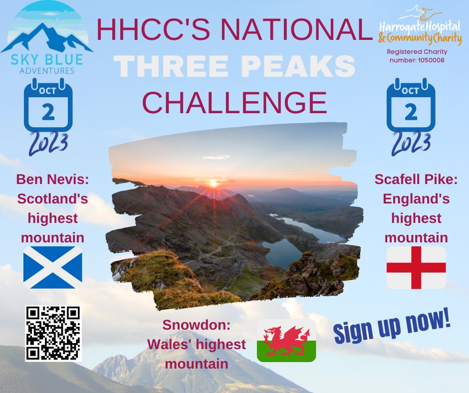 Could you climb over 10,000 feet?  Could you walk 23 miles in 24 hours?  Sign up now to our amazing National Three Peaks Challenge, scaling Ben Nevis, Snowdon and Scafell Pike to raise essential funds for your local NHS!  
Sign up today: 
hhcc.co.uk/national-three…